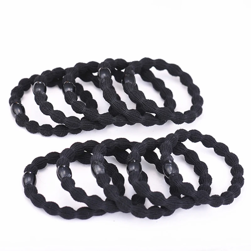 10pcs/lot Women Black Rubber Band Elastic Hair Band For DIY and Daily Wear Quality Thick Hair Tie Hair Accessories Pure Black