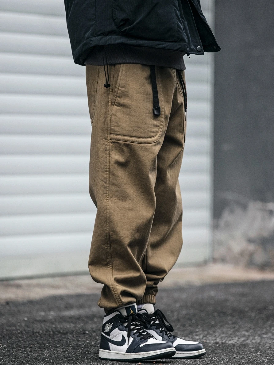 

Мужские молодежные брюки в японском ретро-стиле, свободного кроя, узкие леггинсы, рабочие брюки, корейские модные универсальные брюки с манжетами