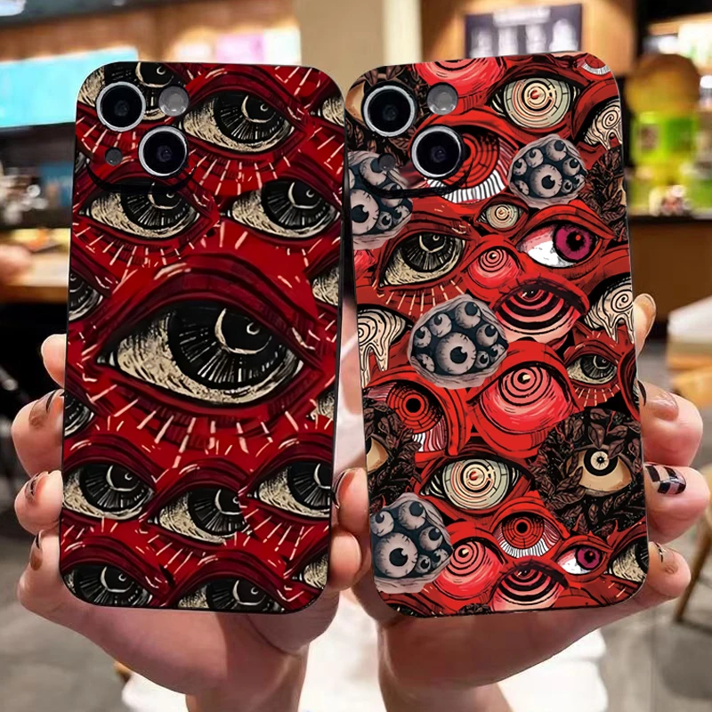 Vintage Evil Eyes Silicone Soft Phone Case For iPhone 15 16 Pro Max Cases iPhone 14 13 12 11 Pro XR X XS 8 7 Plus SE 2 Cover