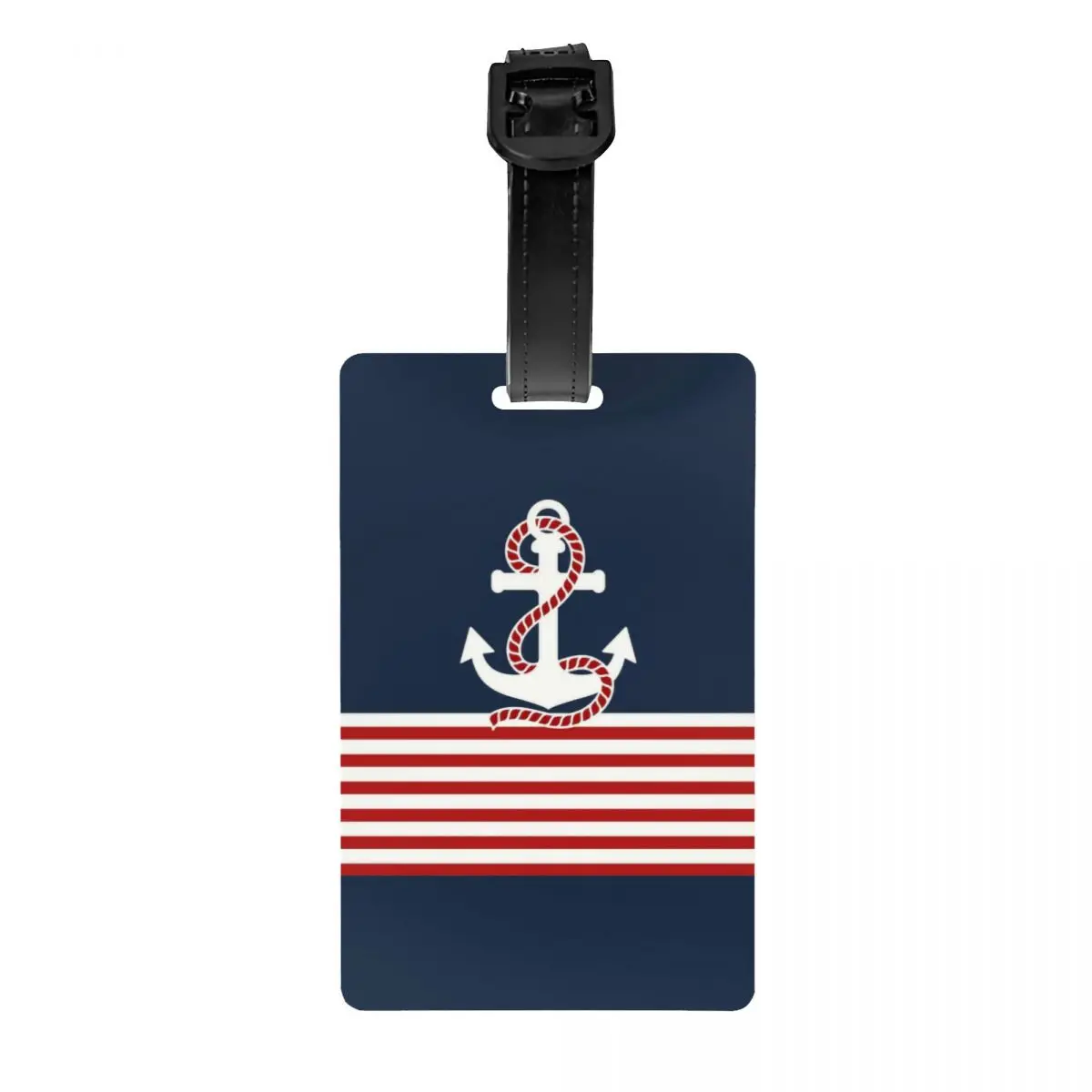 Navy Blue Stripes Nautical Anchor Boat Luggage Tag Suitcase Baggage Privacy Cover ID Label