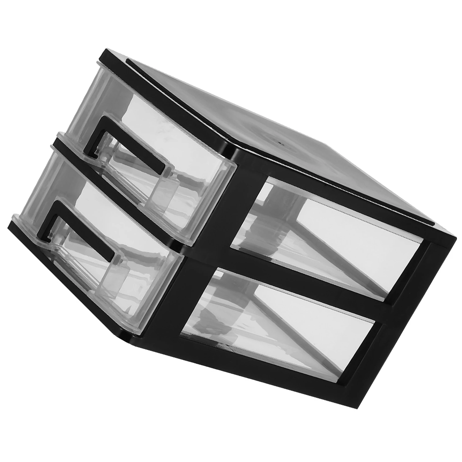 

Drawer Type Storage Cabinet Black Transparent Multi-Layer Plastic Organizer For Office Study Room Desktop Storage Box