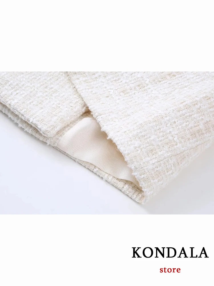 KONDALA Office Lady Women Jackets Double Breasted Tweed Blazer Coats Fashion 2022 Autumn Winter Coats Female Outwear Chic Tops