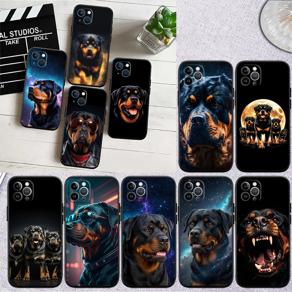 Funda de teléfono de alta gama con diseño de perro Rottweiler para iPhone 16 15 14 13 12 Pro Max Plus Mini