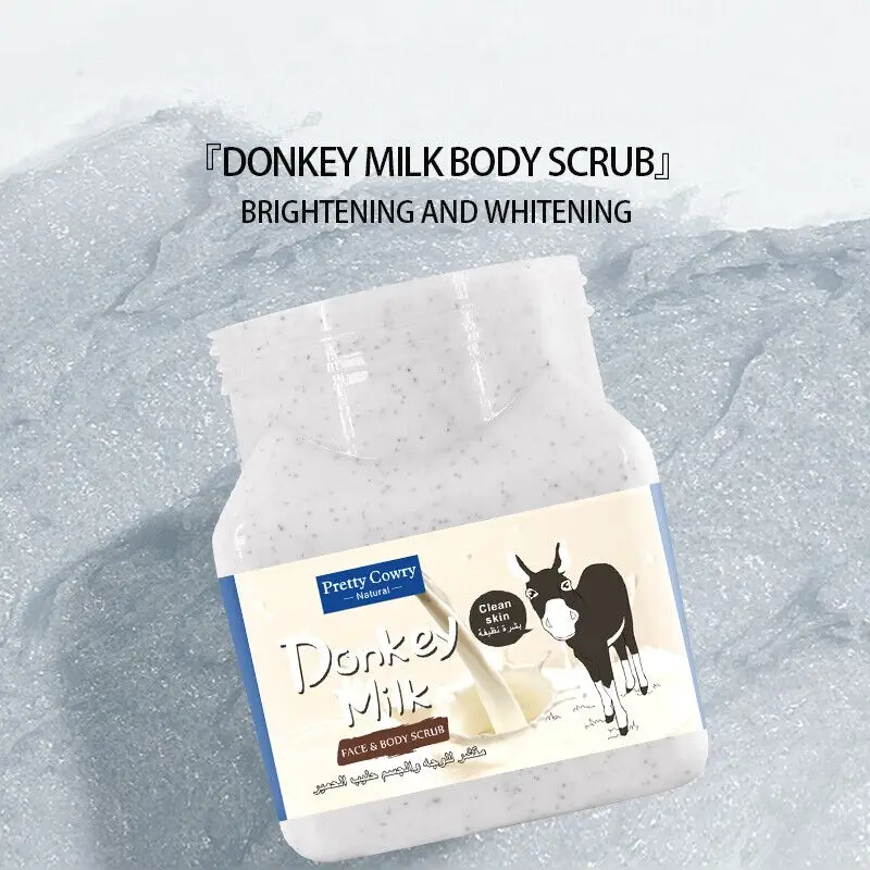 Pretty Cowry Donkey Milk Scrub Exfoliates Moisturizes Nourishes Softens Brightens Skin with Natural Elements for All Skin Types