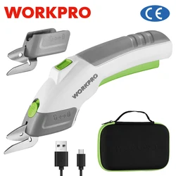 WORKPRO-tijeras eléctricas inalámbricas de 3,6 V, con 2 cuchillas, para costura de tela doméstica, cortador eléctrico, herramienta de corte de cuero artesanal