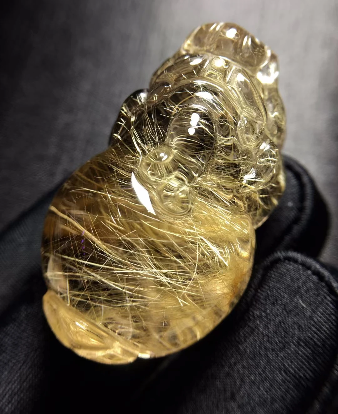 Natural Gold Rutilated Quartz Pendant Barrel Rutilated Quartz Jewelry 42.3*26*23.8mm Bead Men Women Brazil AAAAAAA