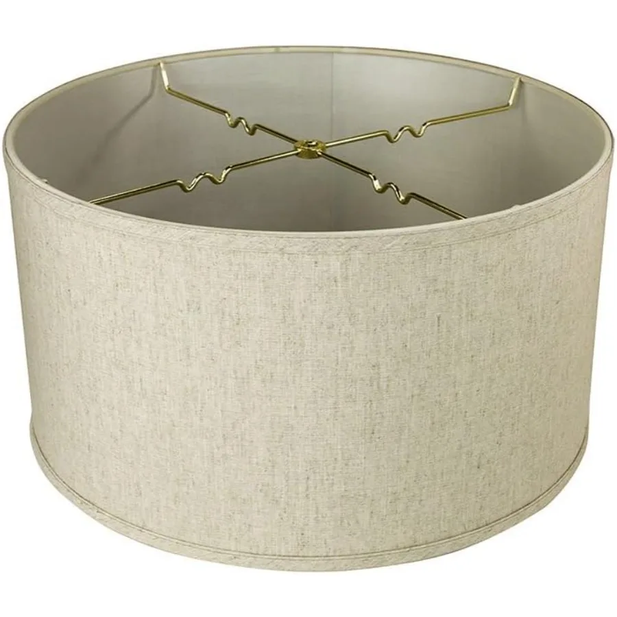 18x18x10 Textured Oatmeal Shallow Drum Lampshade with Brass Spider fitter - Perfect for table and Floor lamps - Extra Large, Te