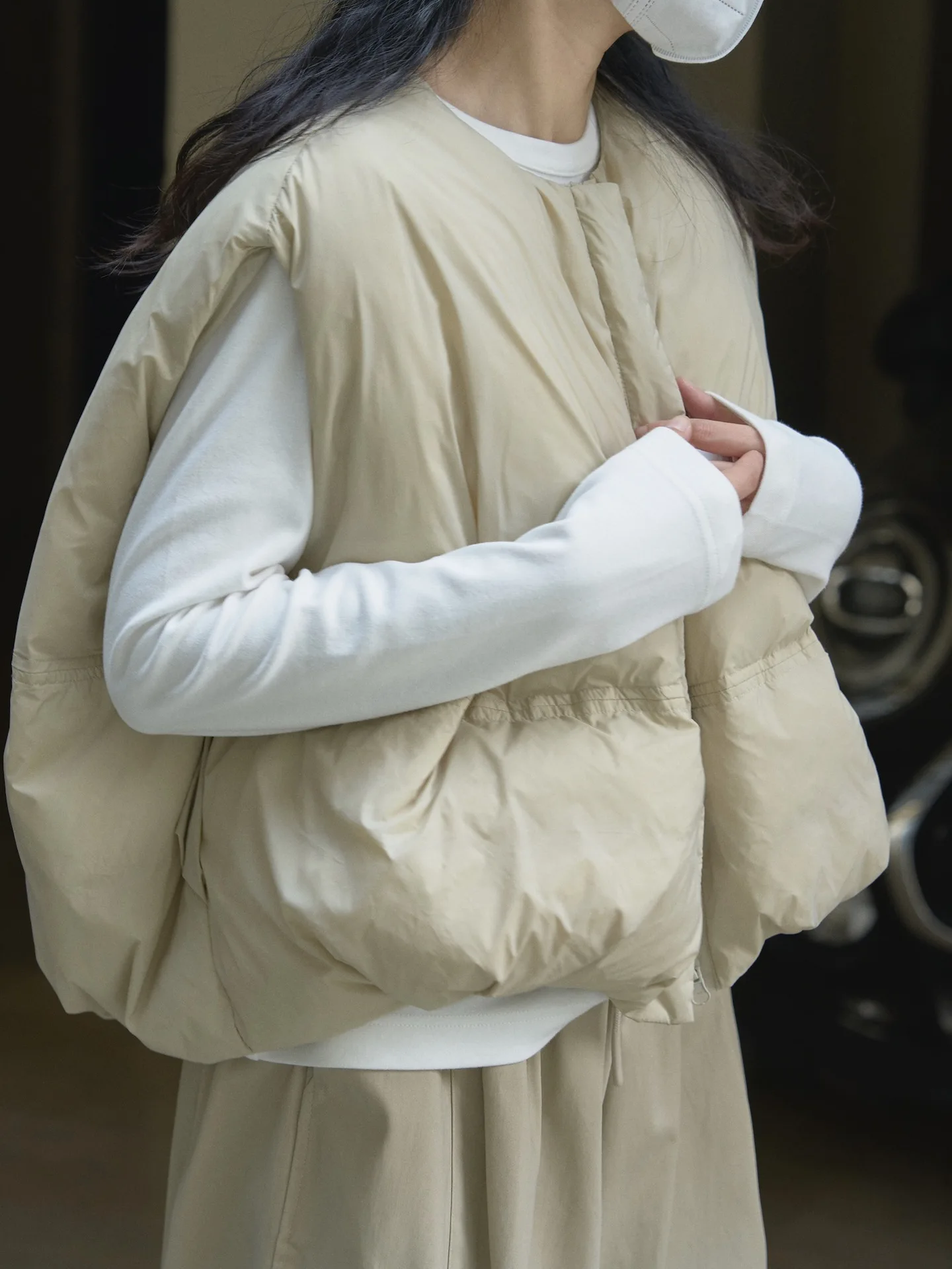 

Winter women's solid color loose down vest warm sleeveless jacket coat