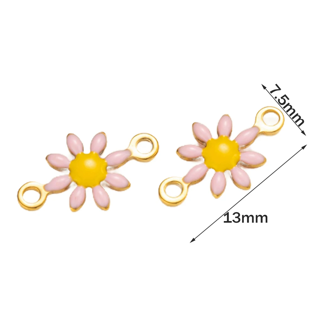 20pcs Stainless Steel 3D Enamel Daisy Charms Pendants Double Hole Connector for DIY Necklace Bracelet Jewelry Making Findings image 5