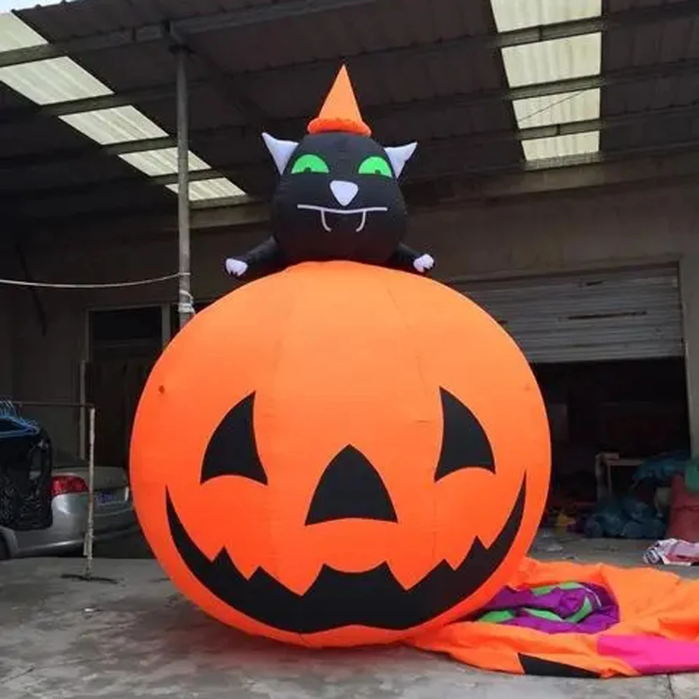 

wholesale Newly inflatable halloween decoration giant inflatables pumpkin with black cat for outdoor event