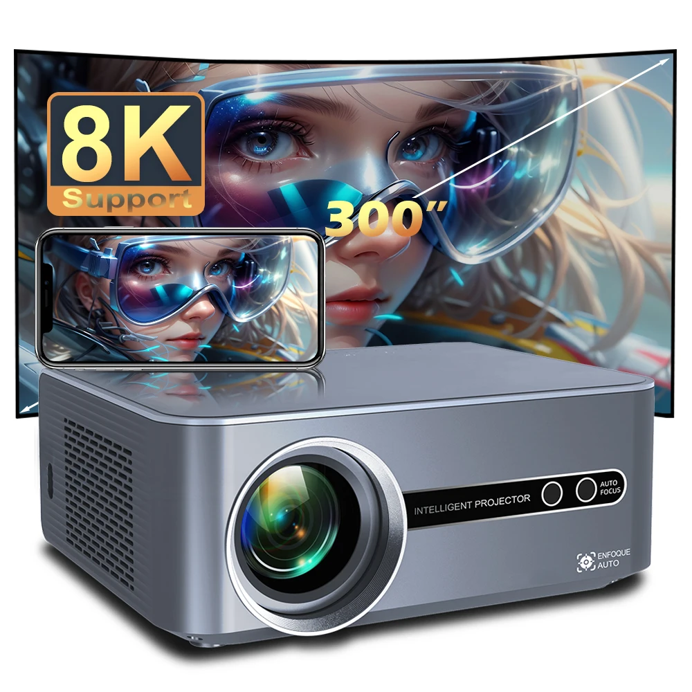 Wireless 8K Projector Auto Keystone Projector For Home Cinema Interactive Games Portable 1080p Video Projectors