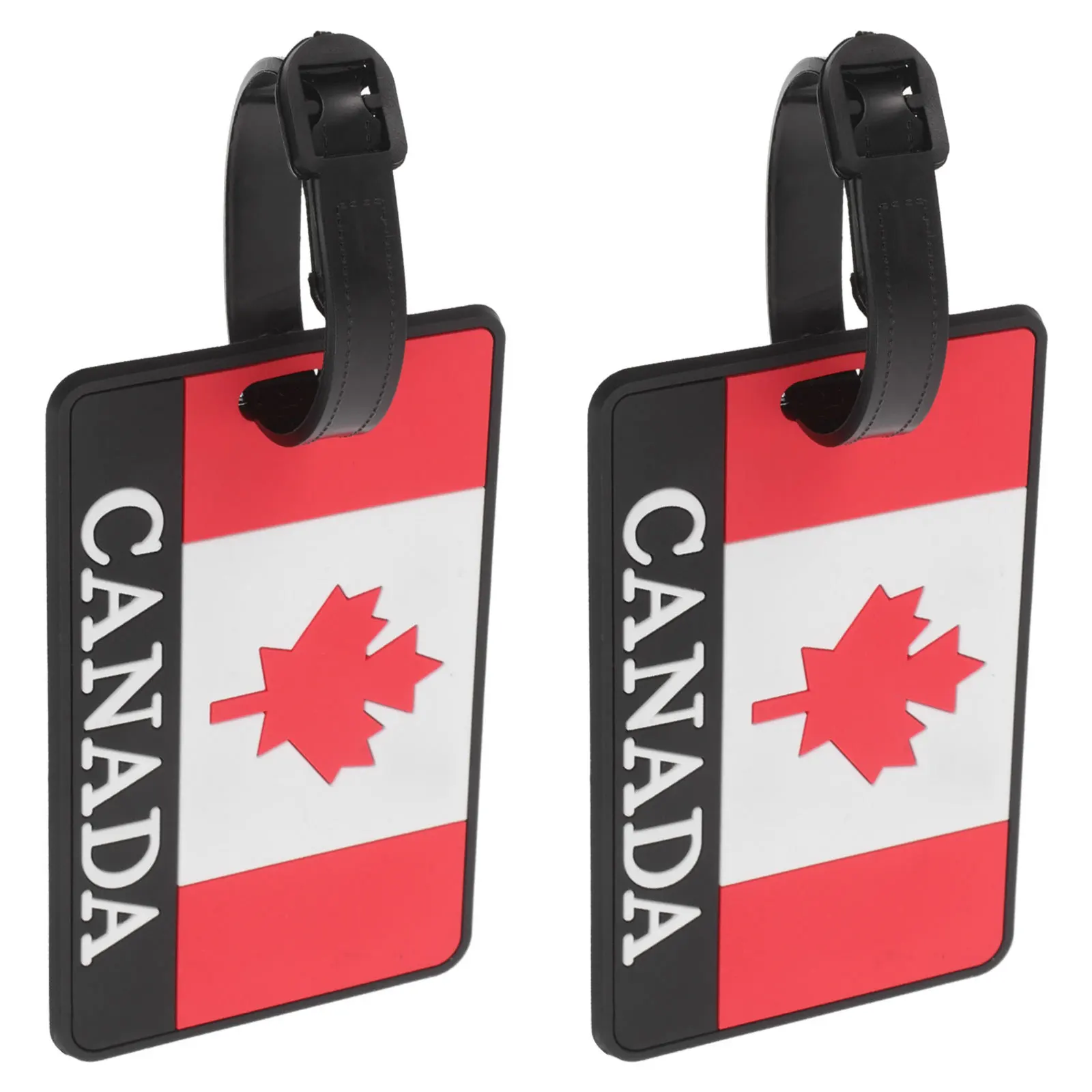 

2 шт., бирки для чемодана из ПВХ с канадским флагом, водонепроницаемые прочные дорожные сумки, идентификаторы, этикетки для багажа, канадские бирки для багажа