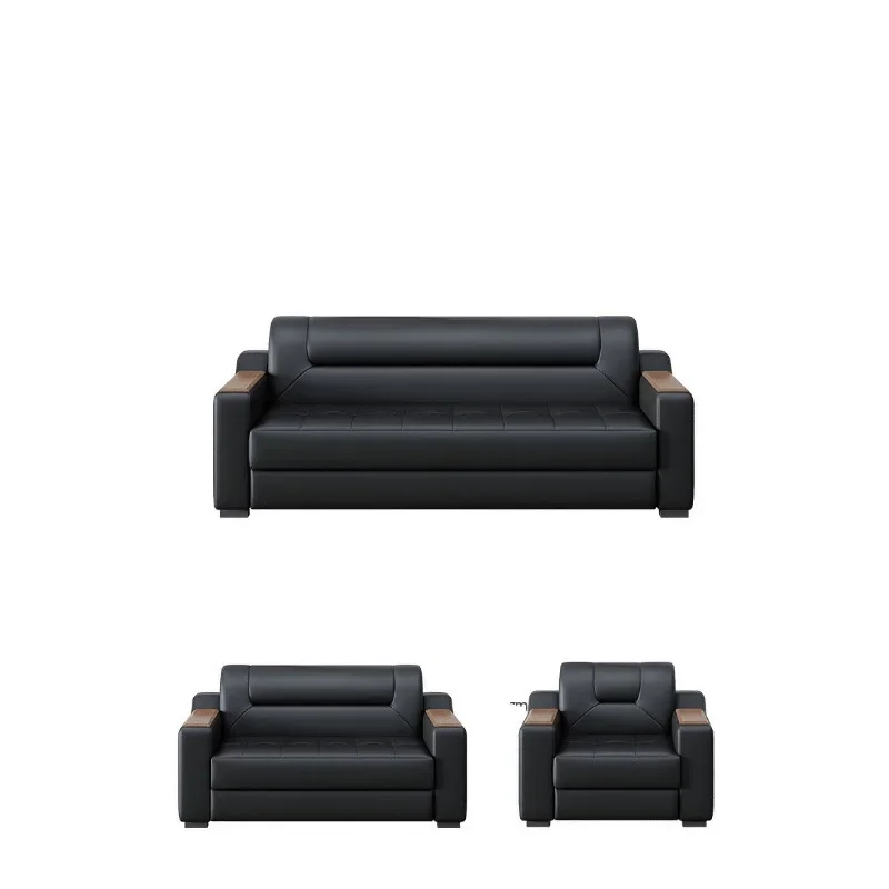 

Leather office sofa simple modern business meeting reception casual three-person