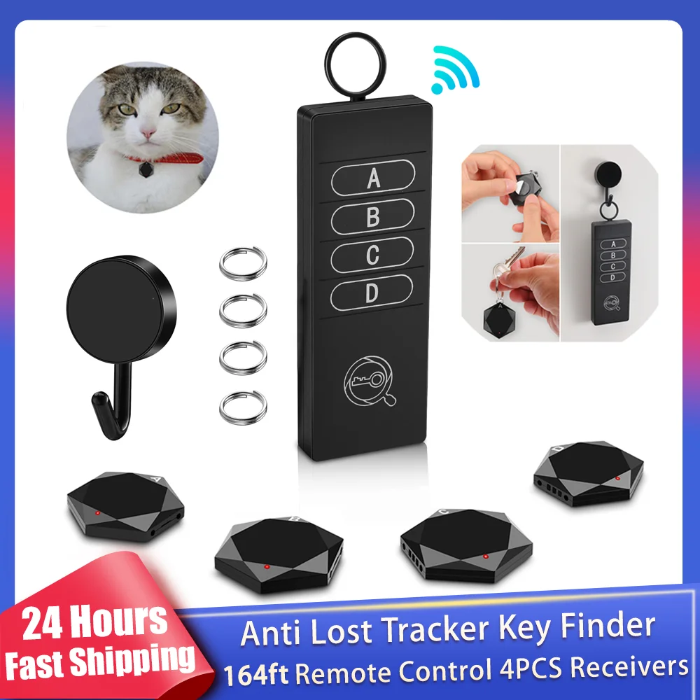 New Anti Lost Tracker Key Finder Locator Portable Wireless Smart Pet Wallet Tracker With 164ft Remote Control 4 Receivers