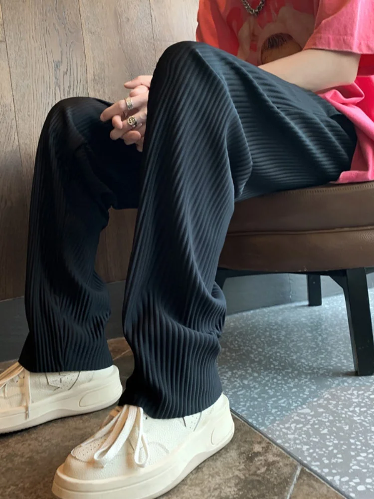 Cleanfit Men's Slim Fit Ice Silk Casual Pants Summer Thin Style Youth Leisure Straight Leg Breathable Fashionable Trendy