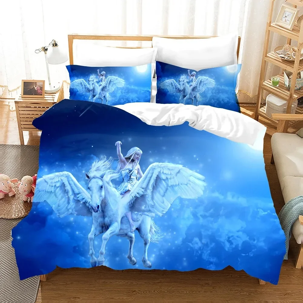 Unicorn Fiction Horses Bedding Set For Kids Cartoon Aniaml Duvet Cover Twin King Size 3D Quilt Cover Bed Set Wholesale