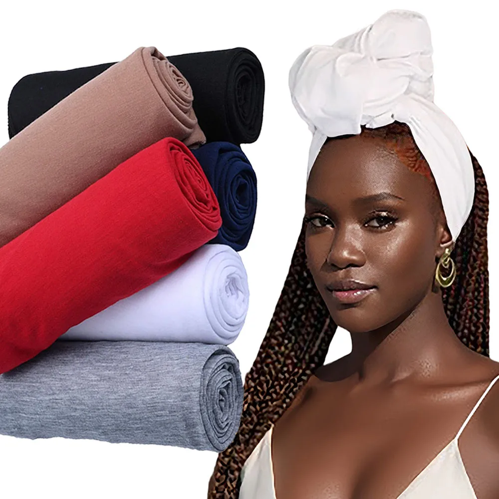 Envoltura de cabeza decorativa para mujer, Hijab elástico africano para dormir, bufanda de Jersey de llanuras musulmanas, turbante