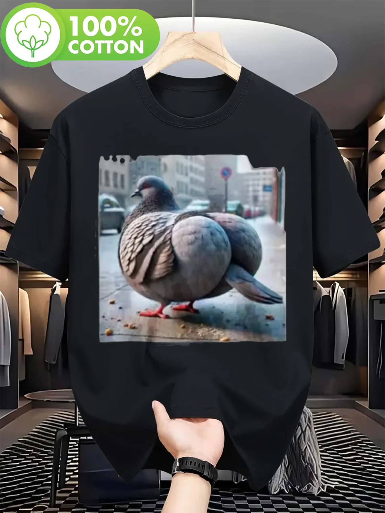 تي شيرت برسومات Pigeon المضحكة للرجال - 100 Level Gyatt Gen Z Meme Pigeon مع أقدام حمراء وتصميم، Kawaii Aesthetic Harajuku Y2K