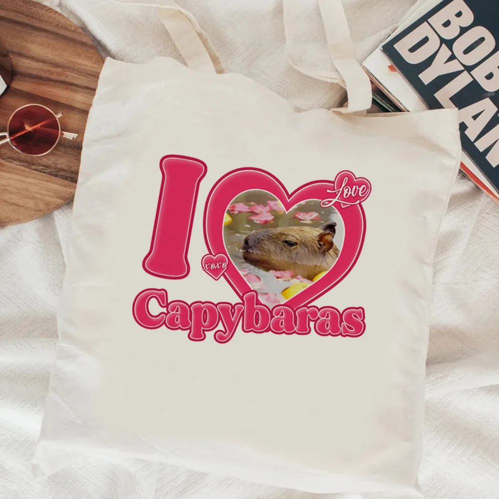 Capibara-bolso de compras de lona de algodón, bolsa de red, bolsas ecológicas