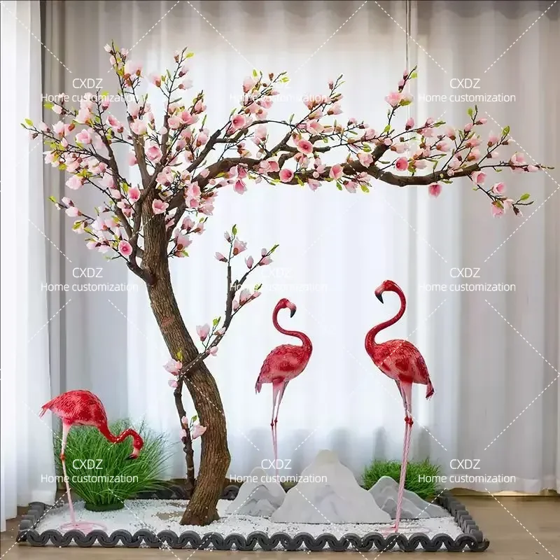 Simulated Magnolia Tree Artificial Flower Green Plant Large Indoor Landscaping Shopping Mall Window Floor to Ceiling