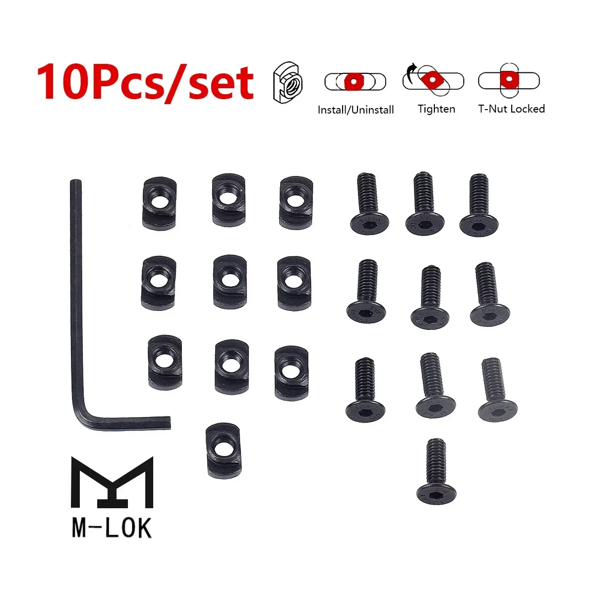 Vis et écrous de remplacement M-LOK, 10 pièces, pour Sections de Rail M4 MLOK, accessoires pour pistolet jouet