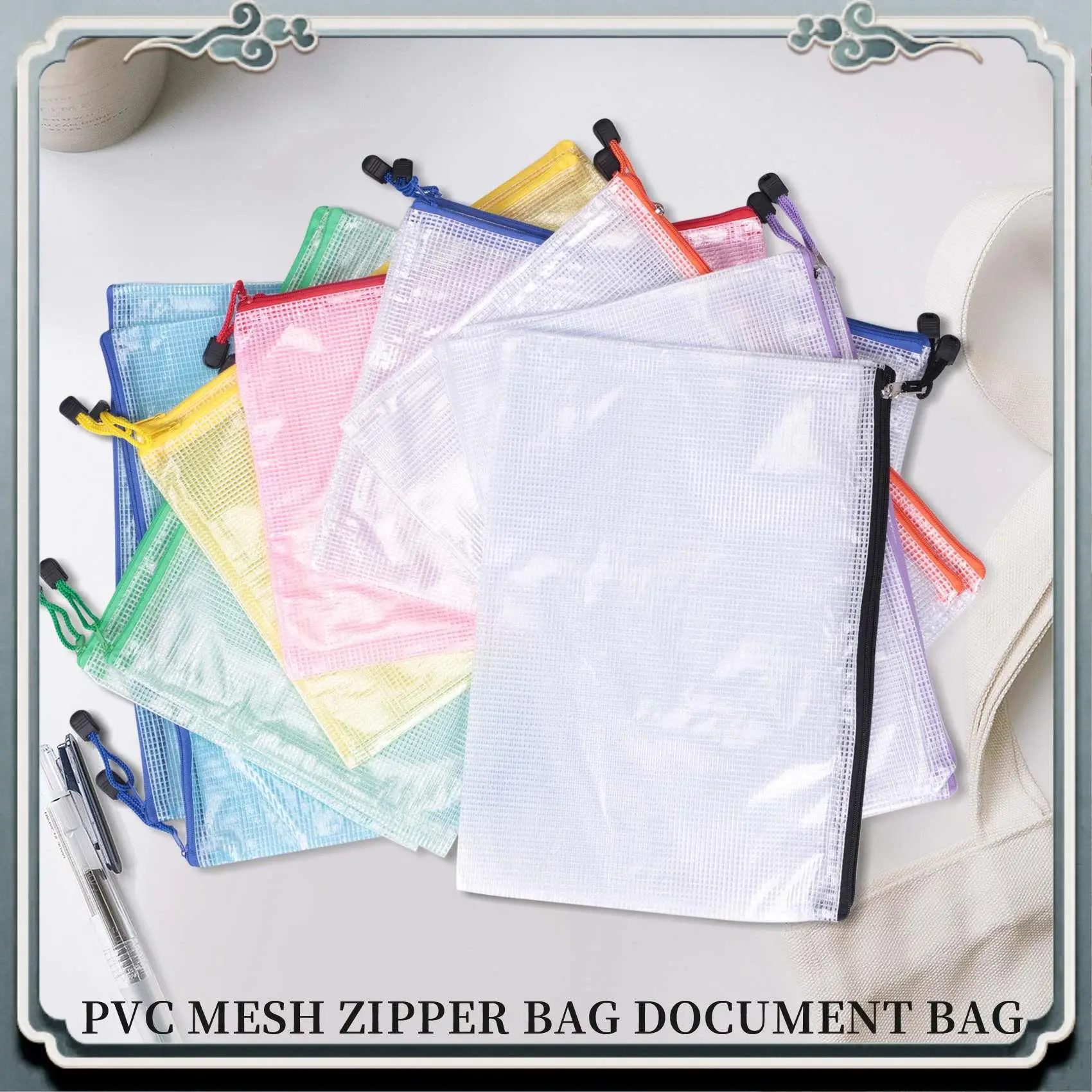 

Premium 16Pcs Mesh Zipper Pouch Document Bag,Waterproof Zip File Folders,A4 Size, For School Office Supplies,Travel Storage Bags