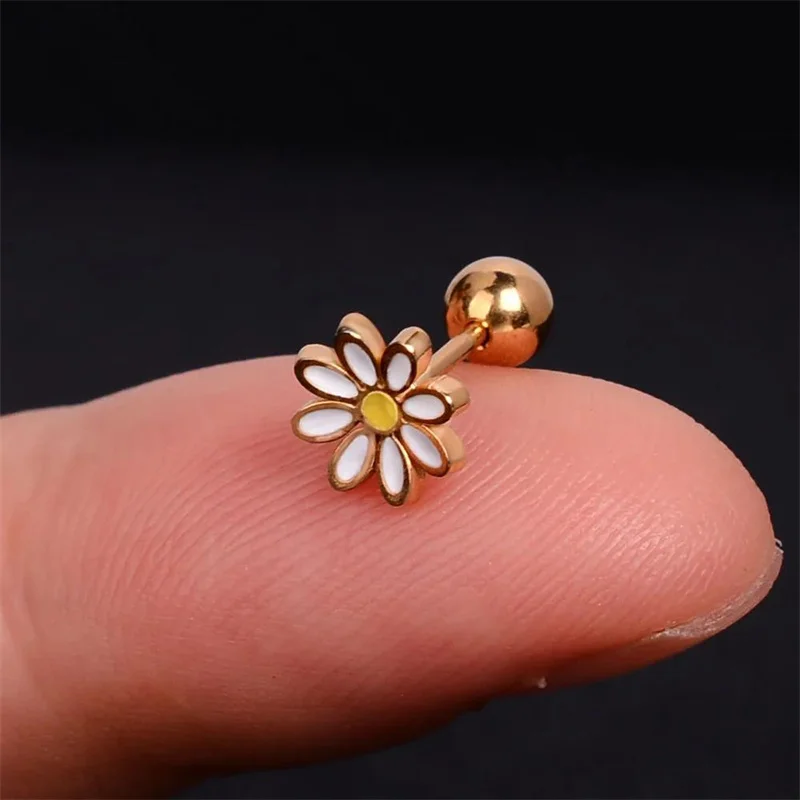 1pair Trendy Style Daisy Tulip Flowers Stud Earrings For Women Dropping Oil Earring for Women Girls Pretty Jewelry Gifts