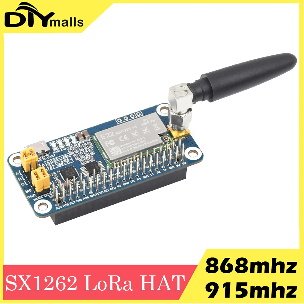 Waveshare IOT SX1262 LoRa HAT 868MHz 915MHz Long Distance Anti-interference Expansion Board UART for Raspberry Pi Smart Home