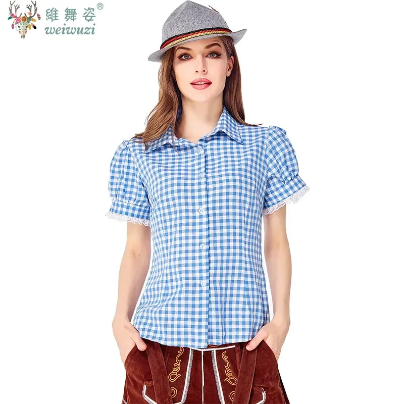 Niemiecki tradycyjny festiwal piwa ubrania dla dorosłych bawarskich kobiet czterokolorowy kombinezon w kratę garnitur damski