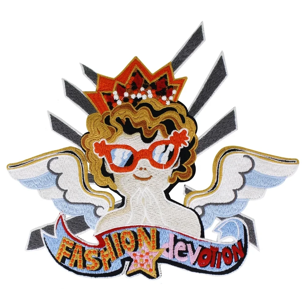 Embroidery Applique Patch for Clothes Sewing Accessories, Royal Love Heart, Fairy Cupid Arrow, Angel