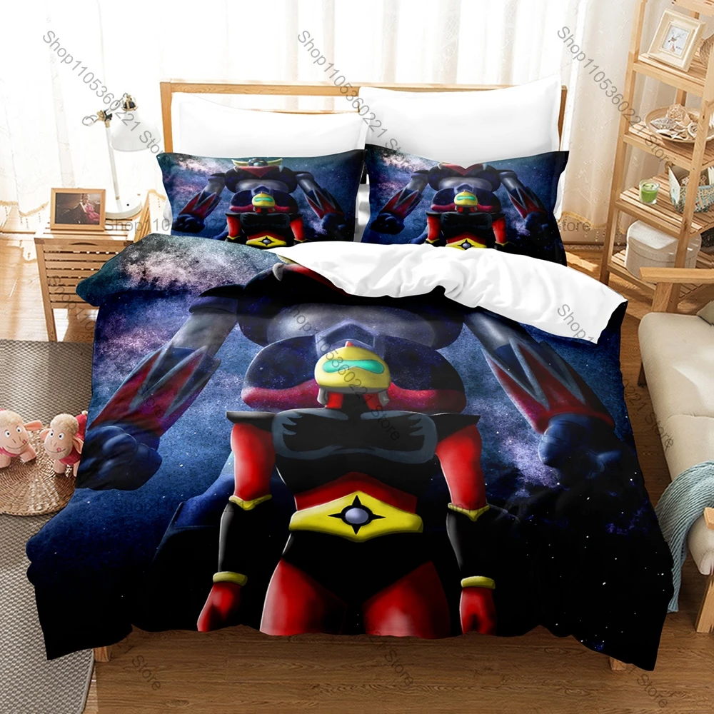 Icon Goldorak Robot Graphic Bedroom Decor Bedding Duvet Cover + 2 Pillowcases Classic European Anime Fan Room Decor