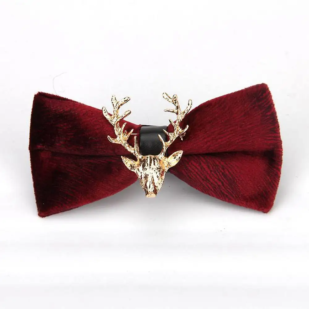 أنيق الرجال المخملية عيد الميلاد الرنة رئيس الزفاف ربطة القوس فيونكة العروة ، العصرية التجارة الخارجية مأدبة التلبيب زهرة #3