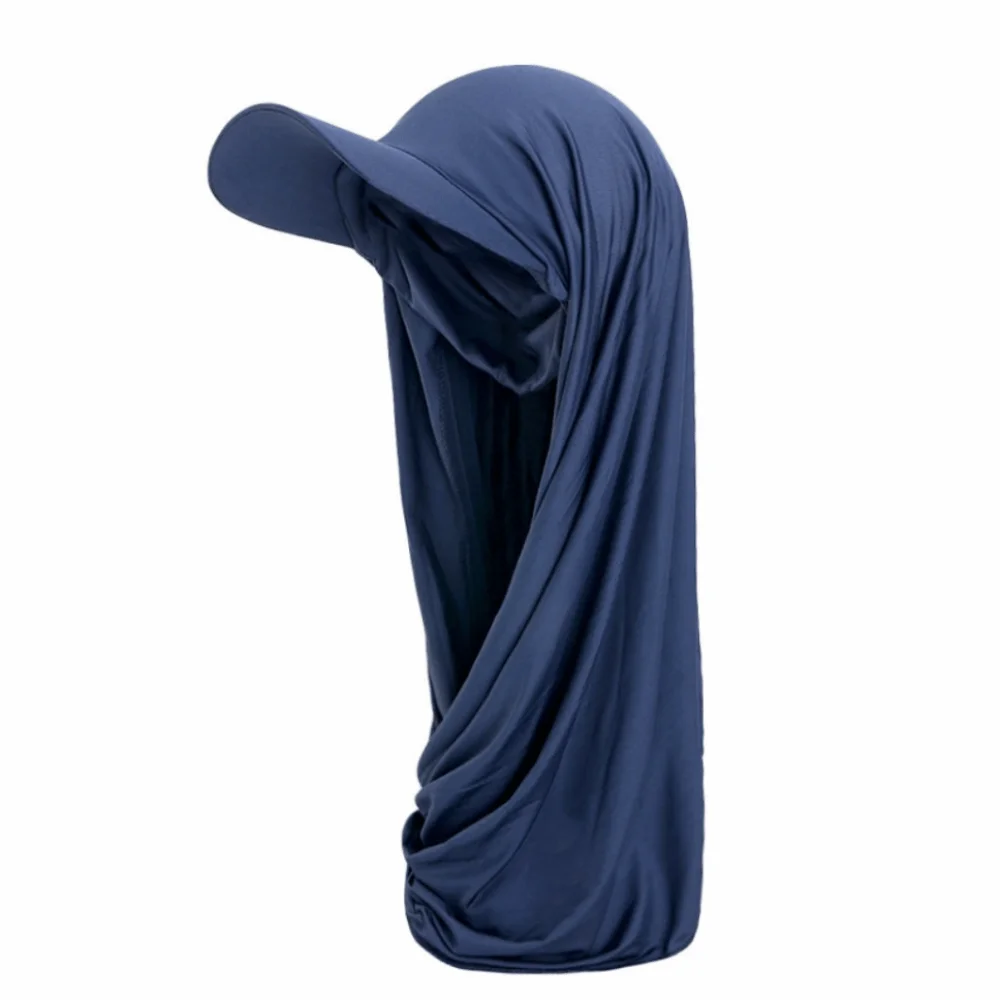 

Stylish Solid Color Brim Bandana Cap Simple Adjustable Hijab Shawl Hat Polyester Breathable Scarf Hat Middle Eastern Style