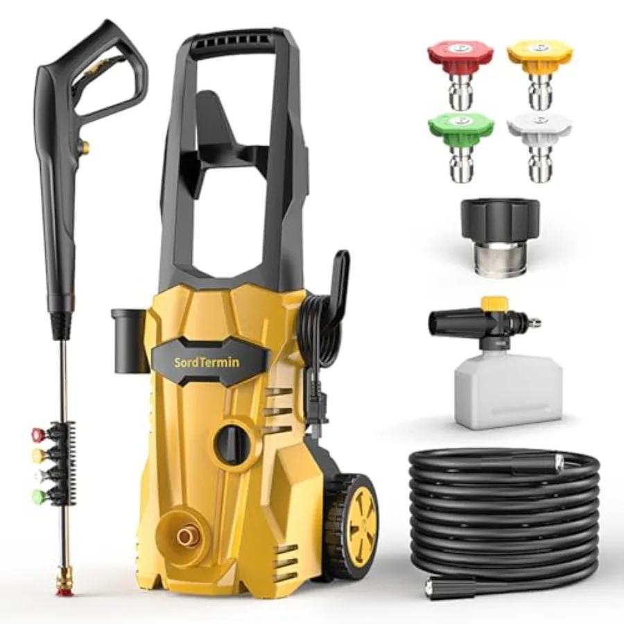 

Pressure Washer High Power Washer with Foam Cannon 35FT Hose 4 Nozzles High Pressure Washer for Cars Decks Driveways Home Patio