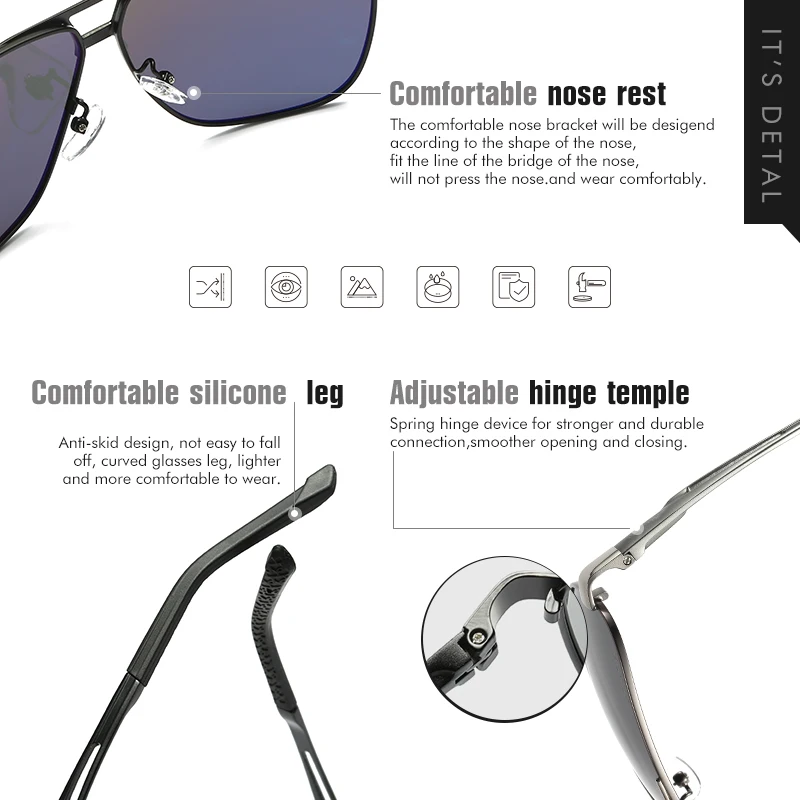 Neue Herren-Sonnenbrille, UV-Schutz, Sonnenbrille, Nachtsicht, Fahrbrille, polarisierte Farbwechselbrille – Detail 14