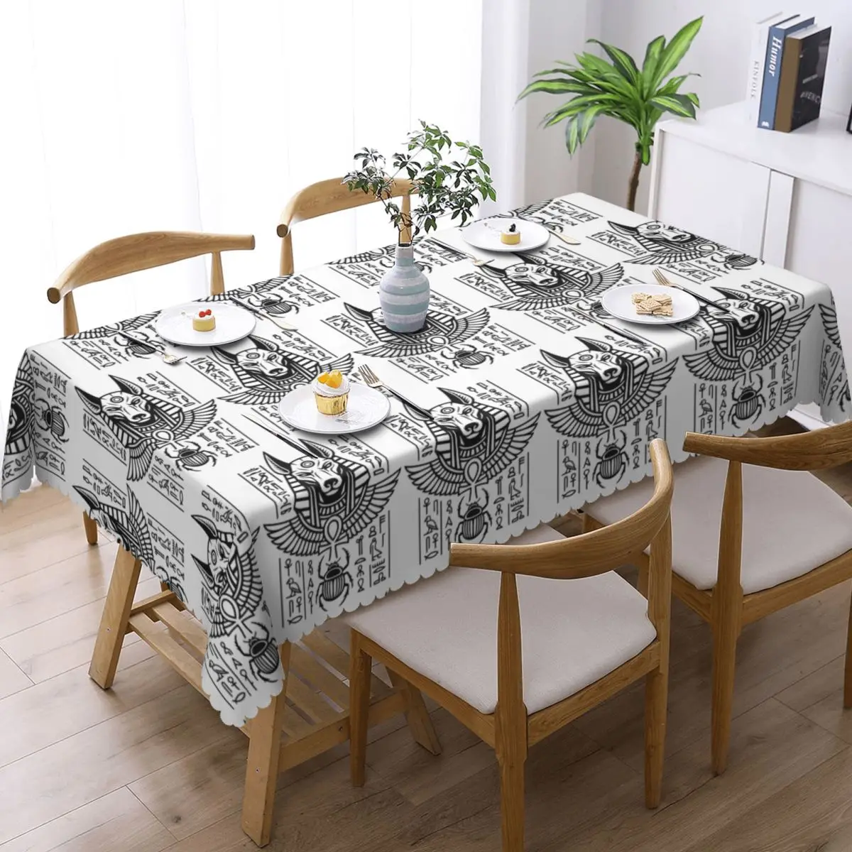 Egyptian Deities God Egypt Pharaoh Custom Rectangular Tablecloth Oilproof Table Cover for Dining Events Table Cloth