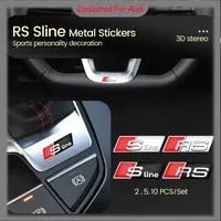 3D Aluminum SLINE RS Badge Car Steering Wheel Sticker Auto Emblem Accessories for Audi Sline S3 A3 A4 B8 8P 8V B6 A5 A6 C7 Q5 B9