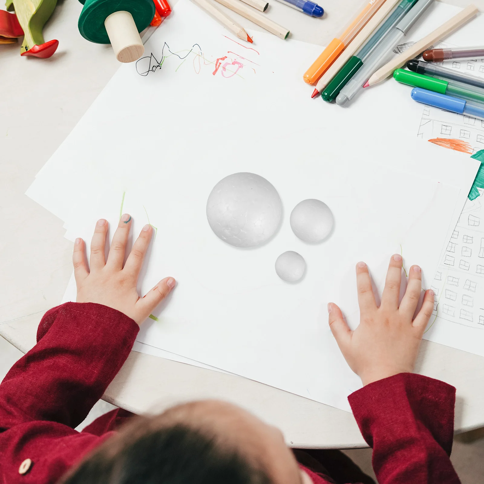 

300Pcs DIY Blank Foam Balls Unpainted Polystyrene Half Spheres for Creative Projects and Classroom Decor Polystyrene Half Balls