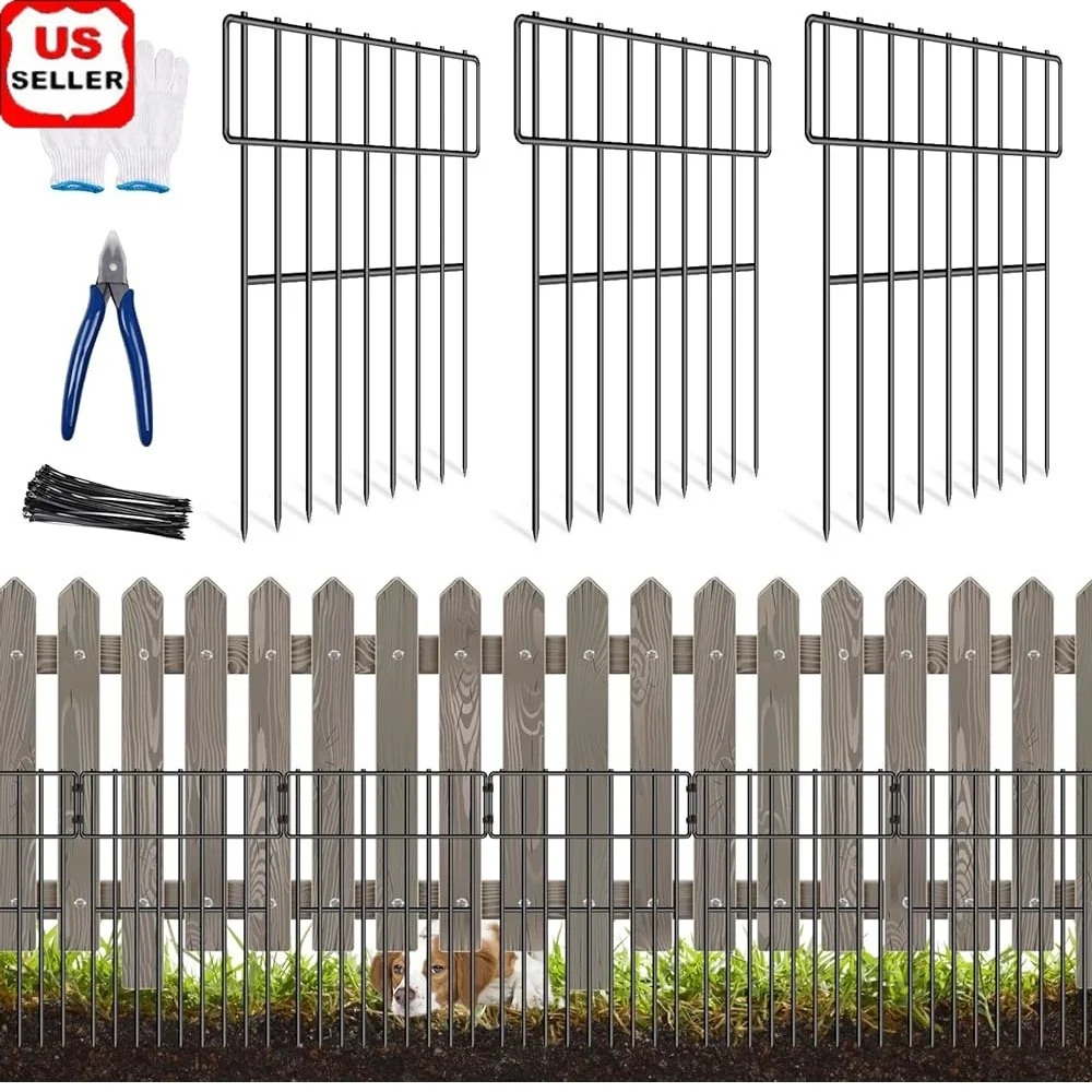 

25 Pack No Dig Animal Barrier Fence Rustproof Metal Garden Protection Easy Install Lawn Dog Digging Prevention 27ft Long