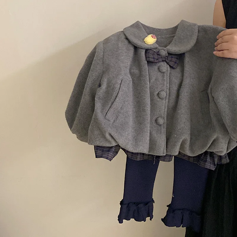 الفتيات النسخة الكورية الخريف والشتاء جديد القوس منقوشة سترة 2025 بلون تنوعا الدانتيل طماق العصرية #1