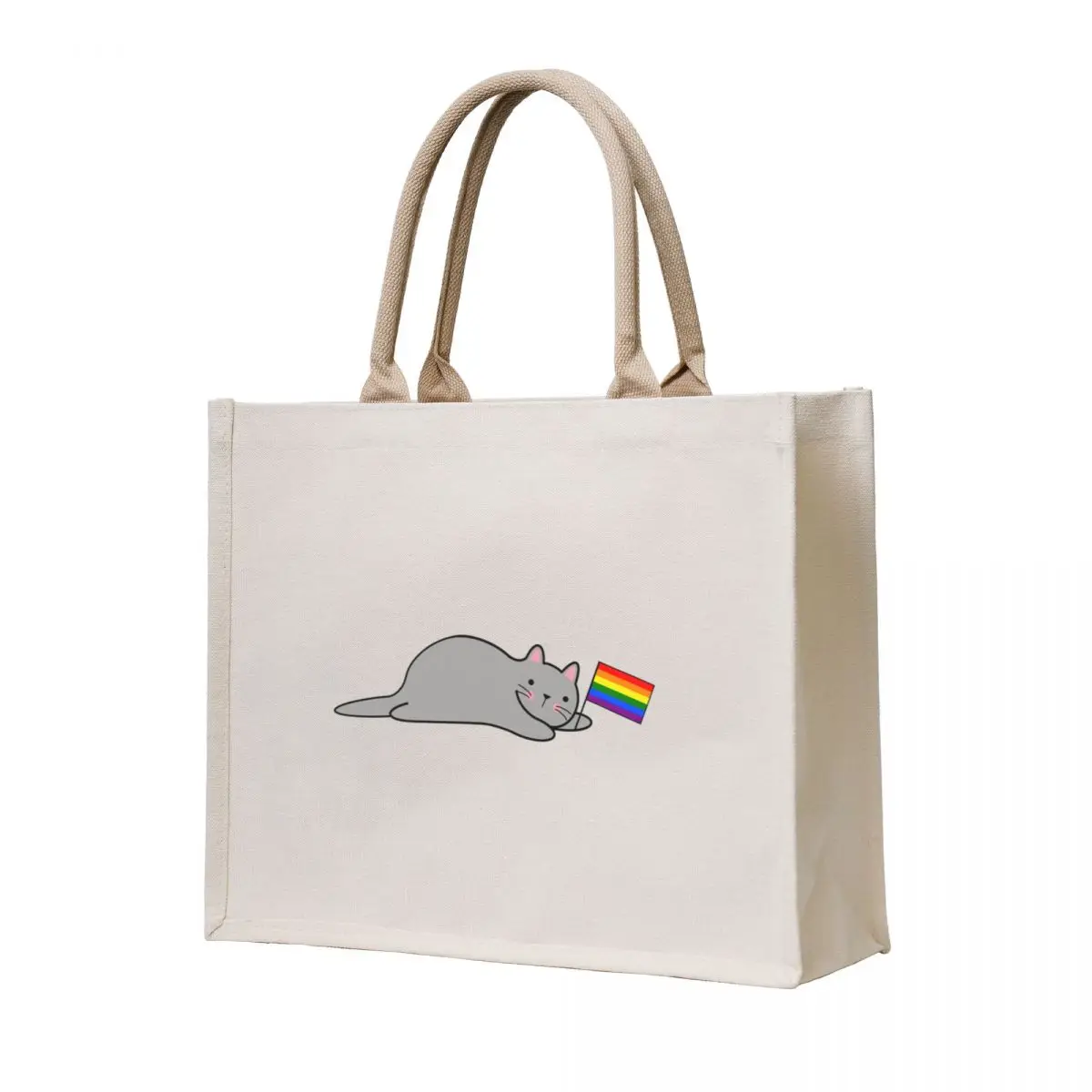

Cat with a Rainbow Pride Flag Tote Bag supermarket folding bag tote bag canvas shopper bags