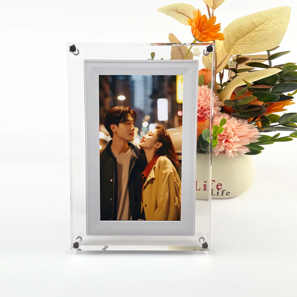 7-Inch Clear Acrylic Smart Photo Frame with and Support Digital Mobile Pentium 4 Ornament Gift