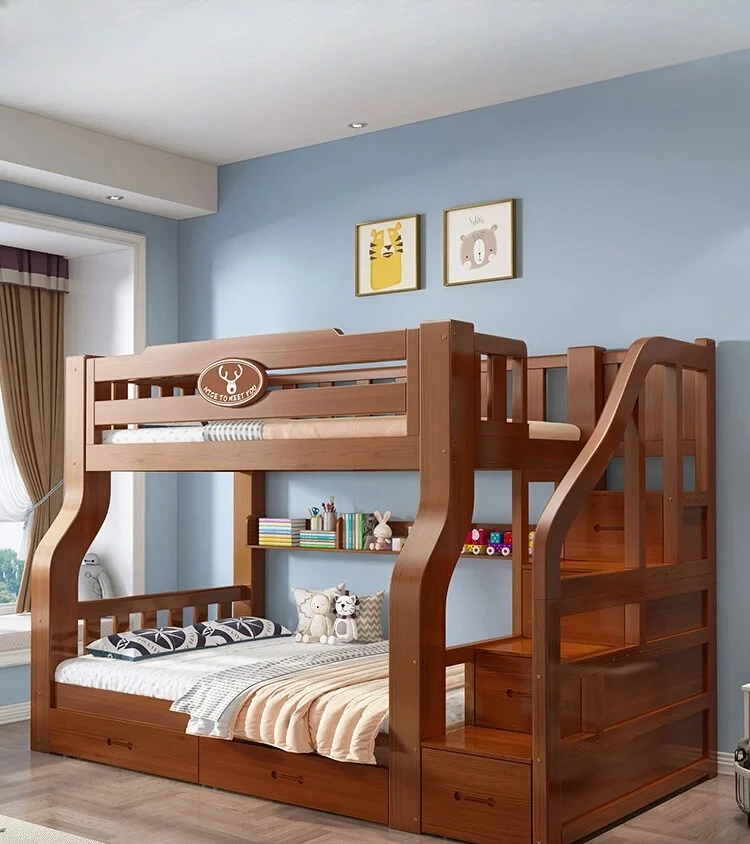 All solid wood upper and lower beds Bunk beds Children's beds  High and low  Upper and lower bunk wooden