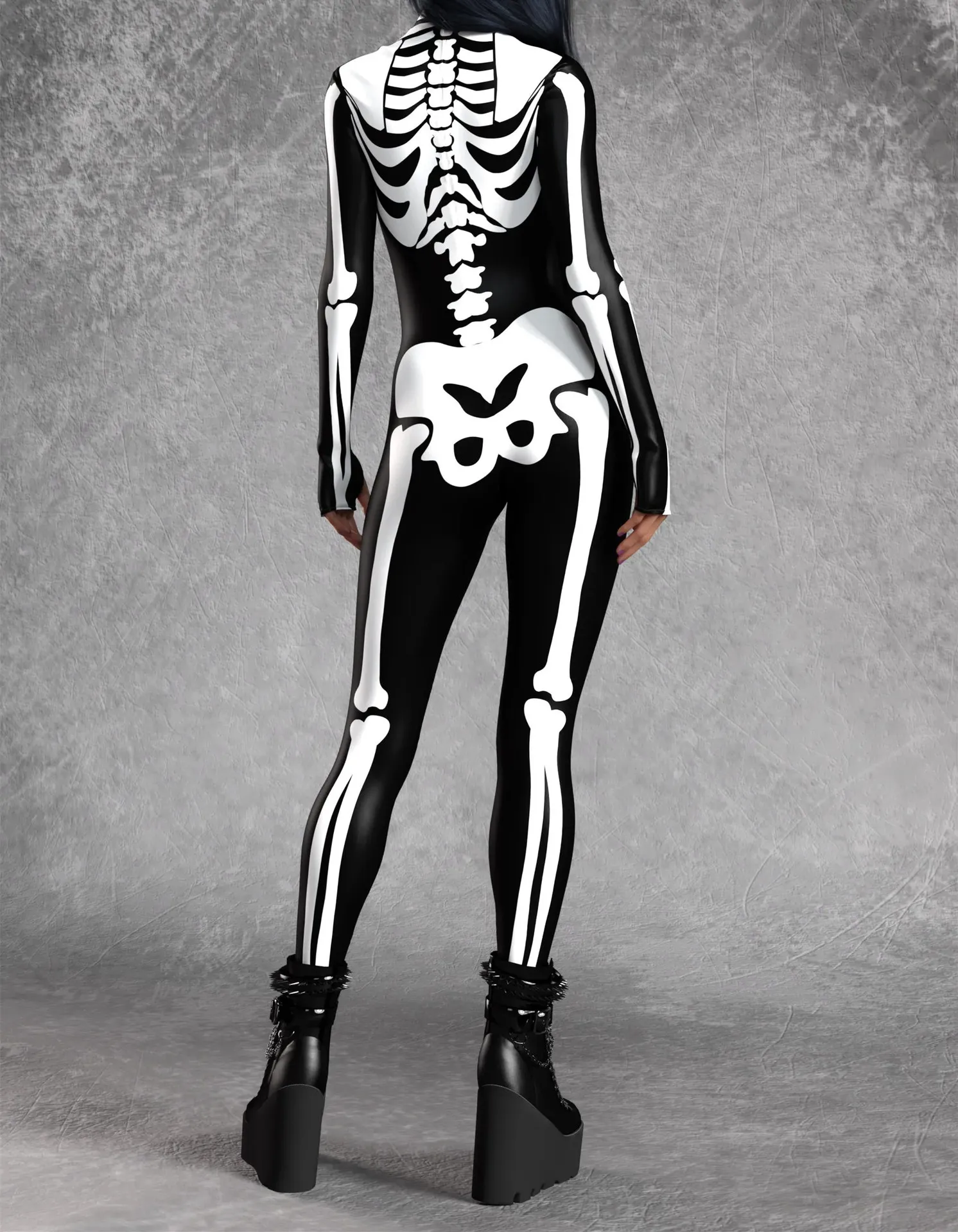 Halloween-Karneval-Party-Shows Cosplay-Bodysuit-Kostüm Dehnbarer Damen-Zentai-Outfit Farbig Diamantbedruckter Tech-Jumpsuit 2026 – Detail 7