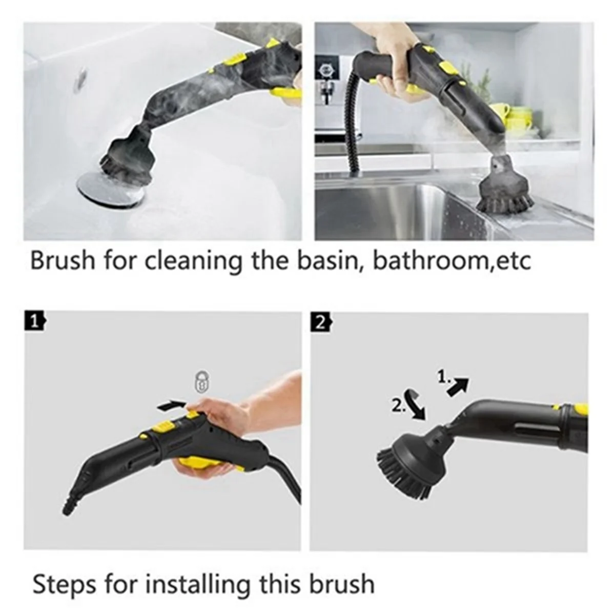 Set pel uap sikat nosel bulat, pengganti untuk Karcher SC2 SC3 SC4 SC5 SC7, suku cadang pembersih uap penghilang noda membandel