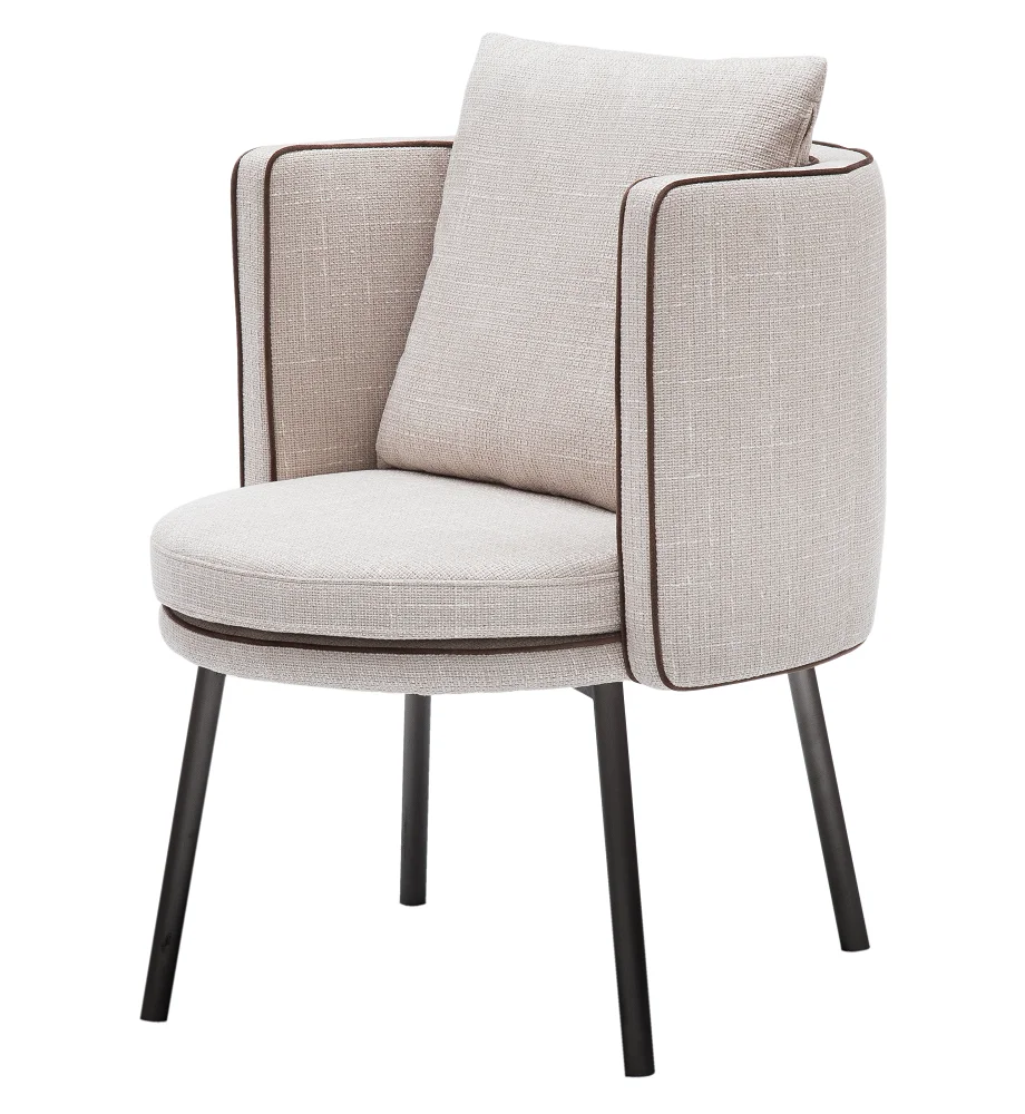 

-Оранжевообразная круглая высокая подушка, ножки из нержавеющей стали, бежевый, роскошный современный бархатный обеденный стул