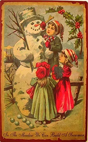 Retro Vintage in The Meadow We Can Build a Snowman Christmas Winter Wonderland Metal Tin Sign Home Bar Cafe Retaurant Wall sign