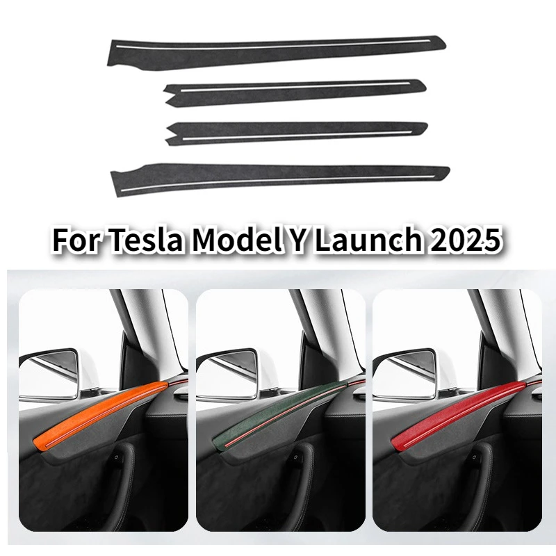

Накладка на дверь автомобиля для Tesla Model Y Juniper 2021, замшевая накладка на дверную панель из алькантары, ультратонкая декоративная наклейка, аксессуары