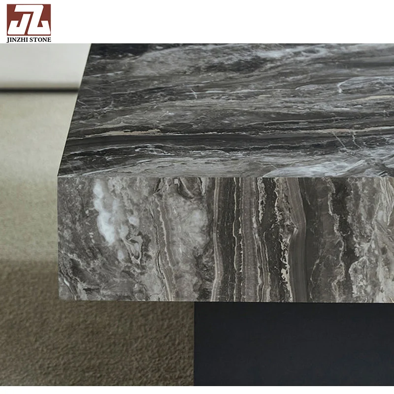 Modern Black Marble Rotating Coffee Table with Metal Frame Easy to Clean Luxury Living Room Furniture for Hotel Use