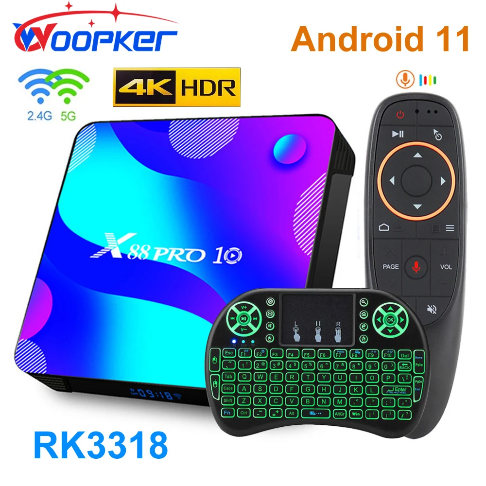 

Woopker Smart TV Box Android 11 X88 Pro 10 Rockchip RK3318 4K Support Google Youtube Set Top X88Pro Dual WIFI 2.4G/5G BT4.0